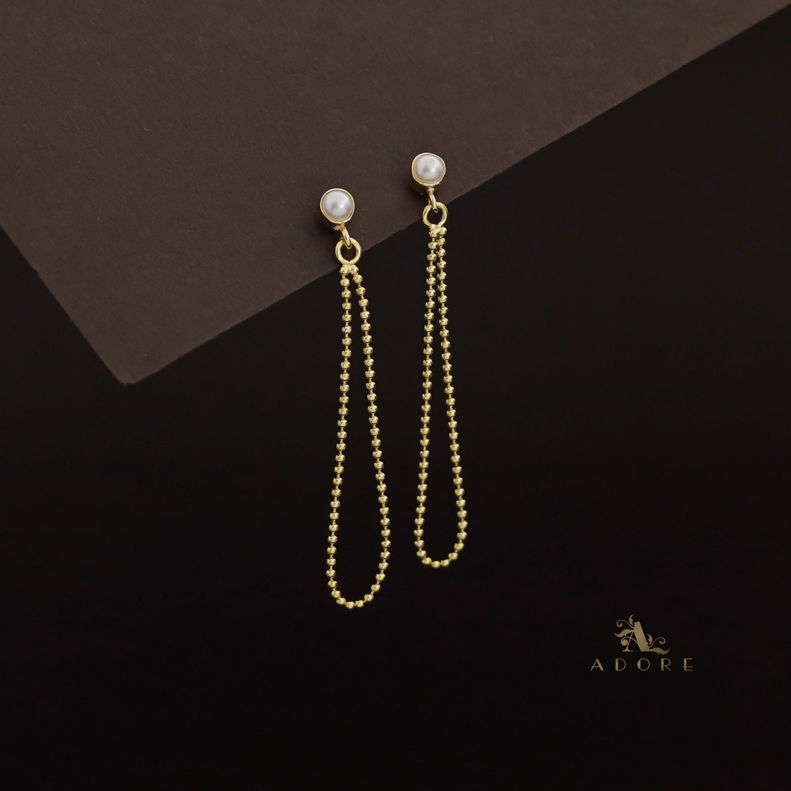 Buy Dainty Chain and Bead Long Gold Drop Earrings at Best Price | Tanishq  UAE